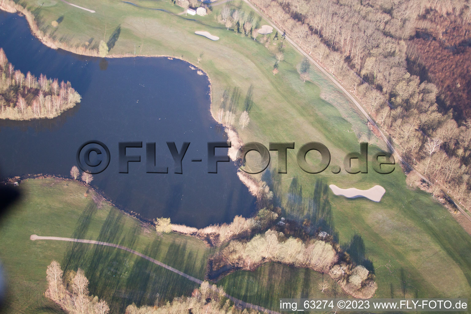 Dreihof Golf Club in Essingen in the state Rhineland-Palatinate, Germany from the plane