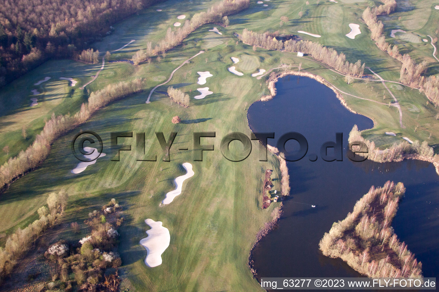 Dreihof Golf Club in Essingen in the state Rhineland-Palatinate, Germany viewn from the air