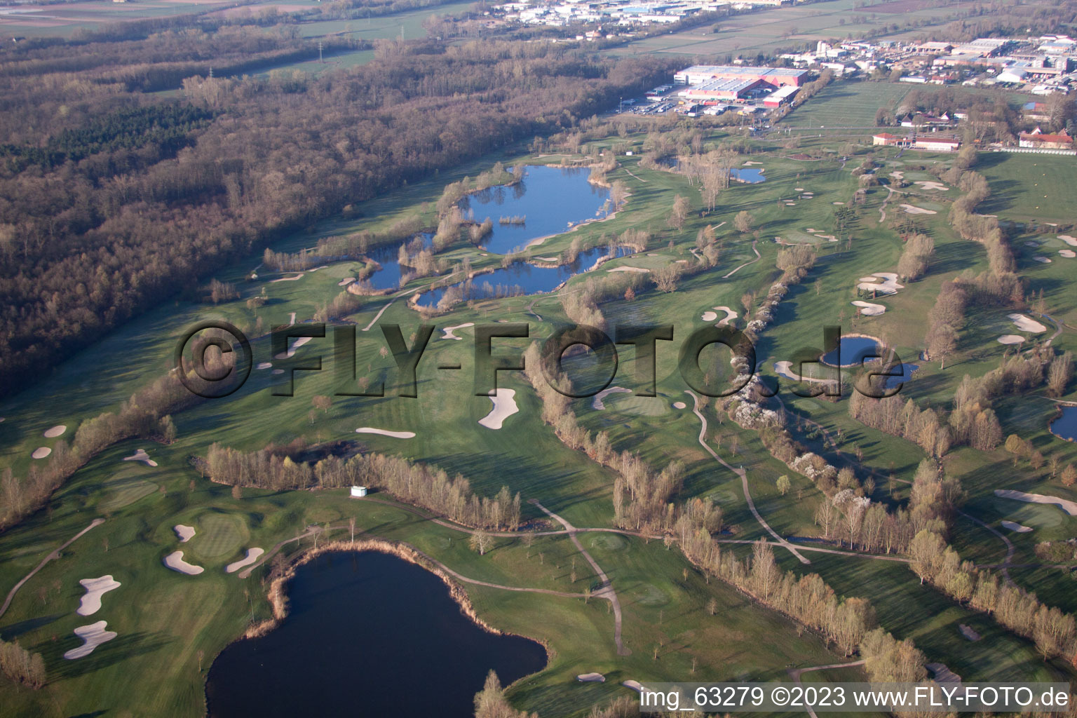 Drone image of Golf Club Dreihof in Essingen in the state Rhineland-Palatinate, Germany