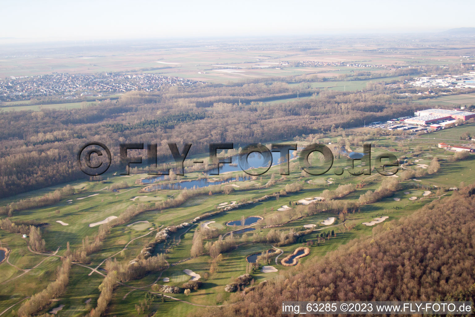 Aerial view of Golf Club Dreihof in Essingen in the state Rhineland-Palatinate, Germany