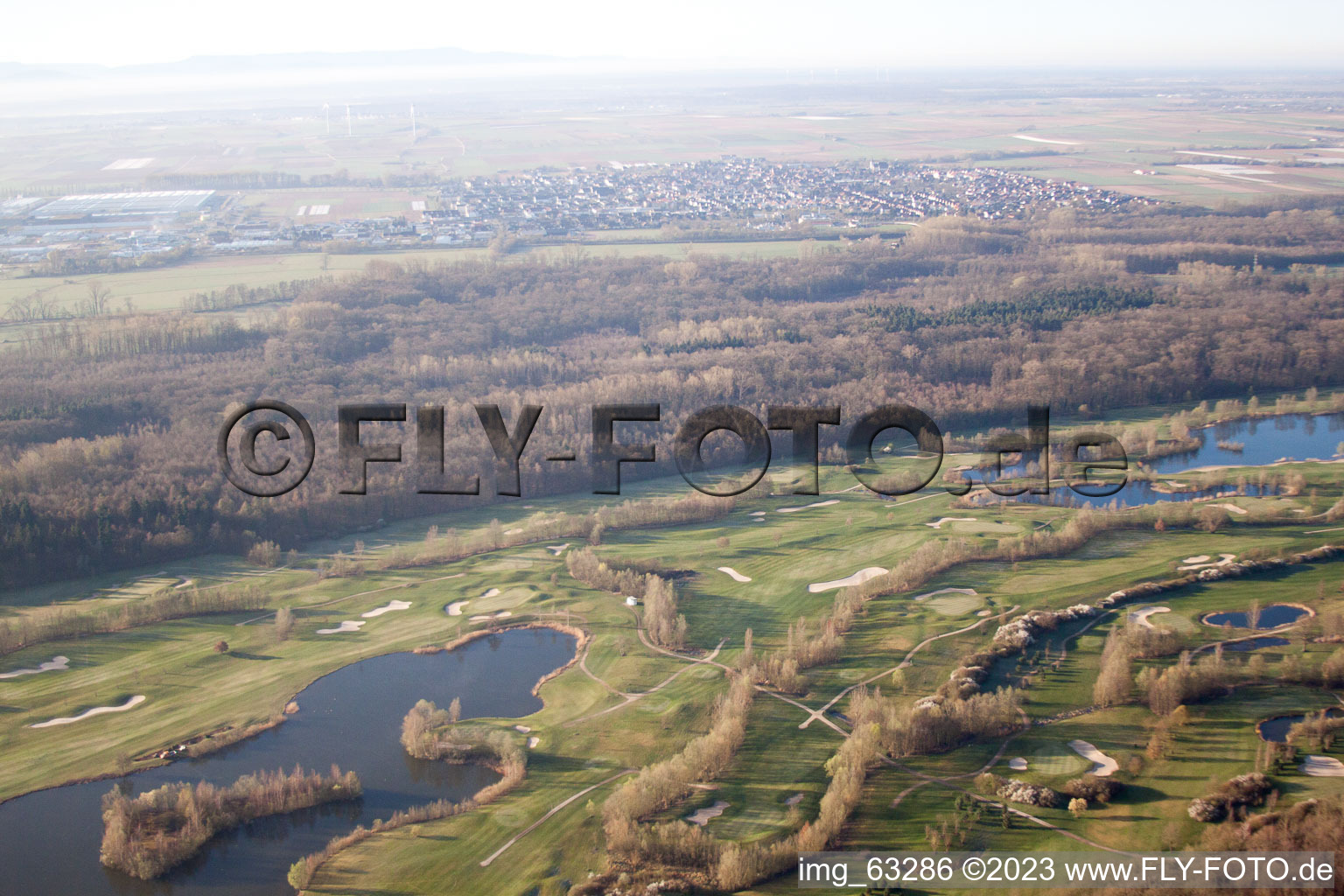 Aerial photograpy of Golf Club Dreihof in Essingen in the state Rhineland-Palatinate, Germany