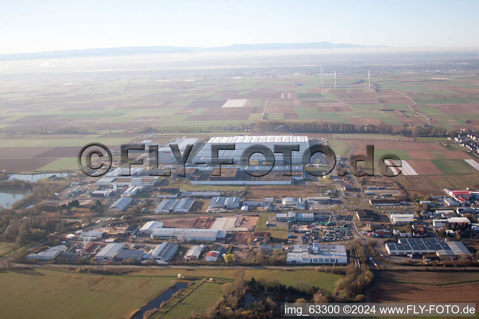 Offenbach an der Queich in the state Rhineland-Palatinate, Germany seen from above