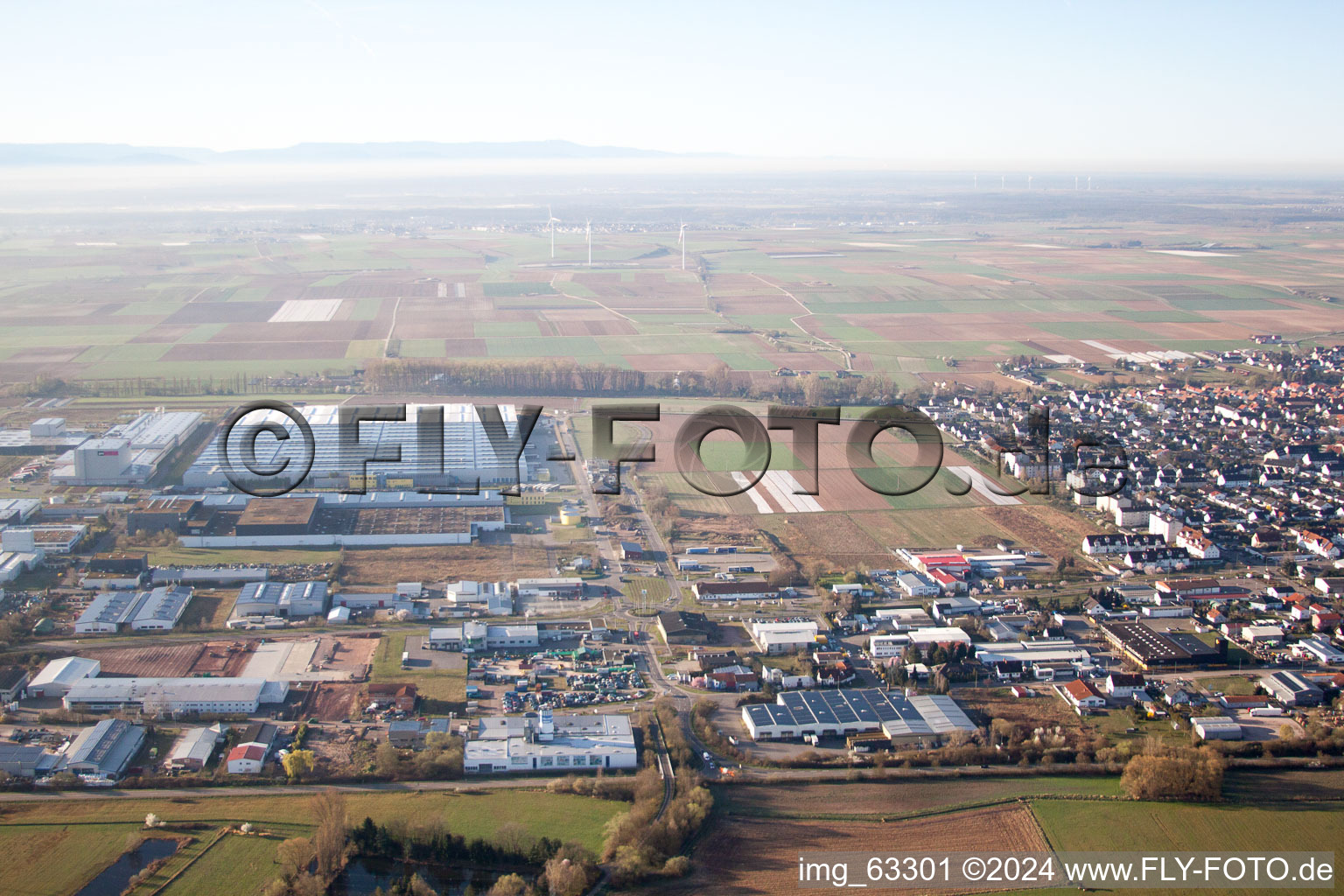 Drone image of District Offenbach in Offenbach an der Queich in the state Rhineland-Palatinate, Germany