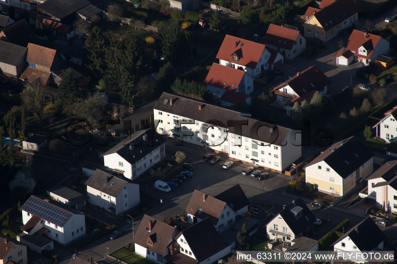 Oblique view of Offenbach an der Queich in the state Rhineland-Palatinate, Germany