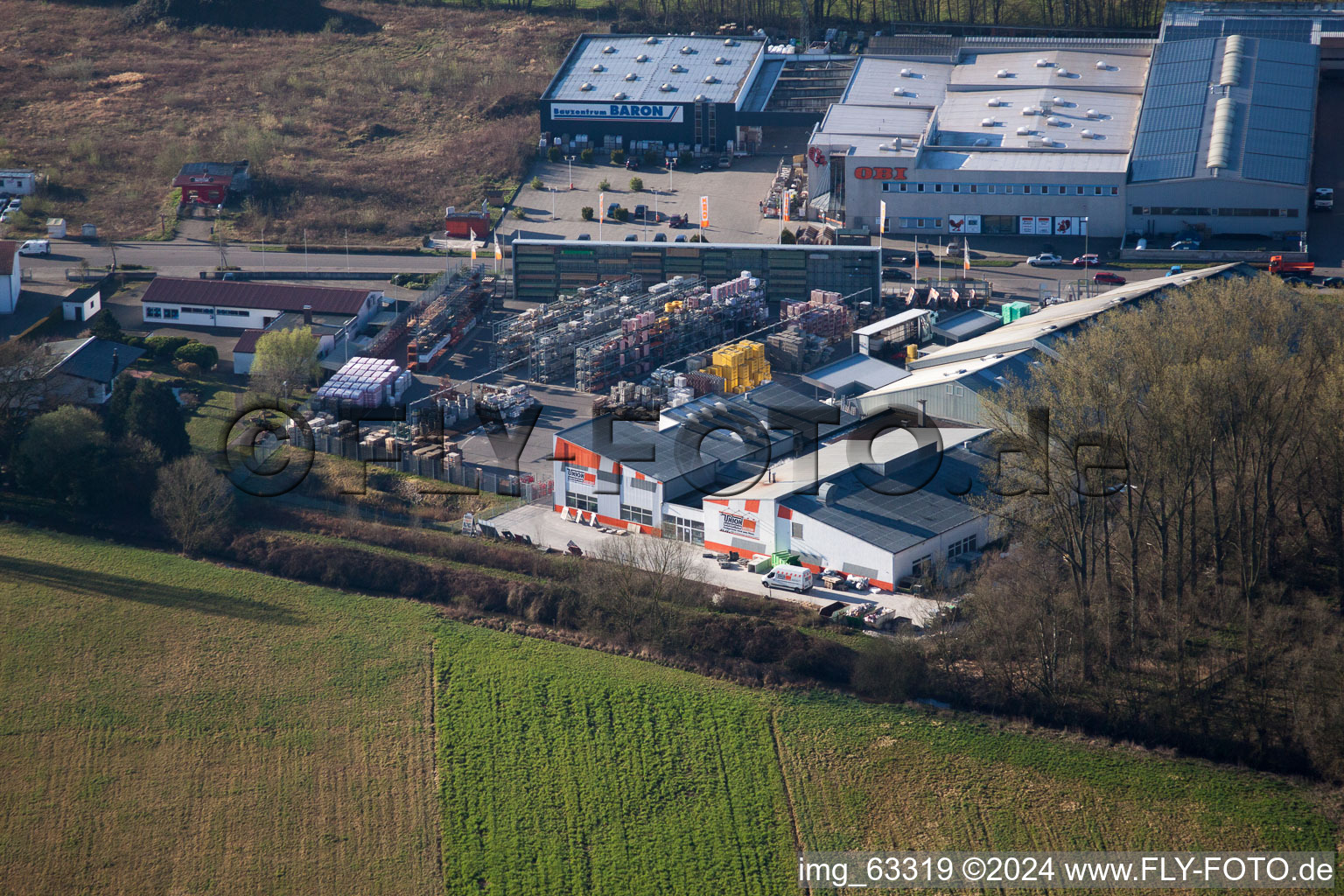 Aerial photograpy of Horst Industrial Estate in the district Minderslachen in Kandel in the state Rhineland-Palatinate, Germany