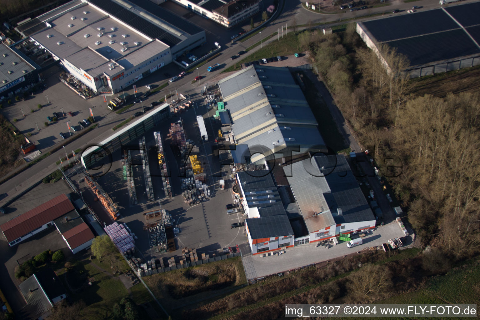 Horst Industrial Estate in the district Minderslachen in Kandel in the state Rhineland-Palatinate, Germany from the plane