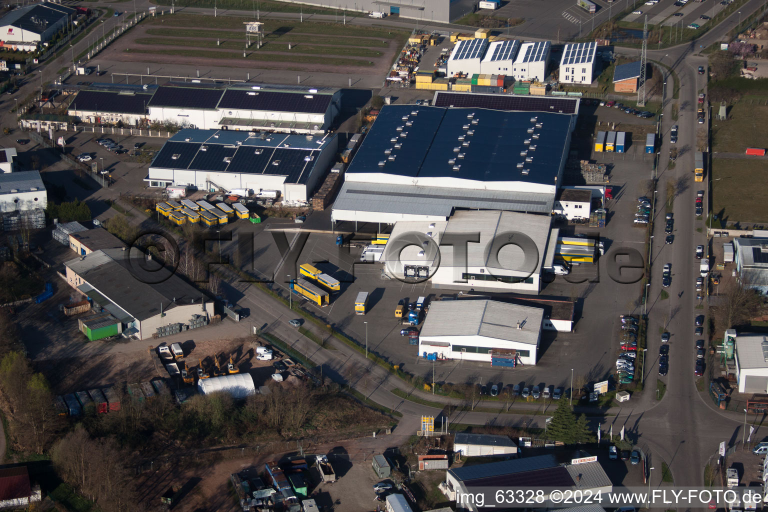 Bird's eye view of Horst Industrial Estate in the district Minderslachen in Kandel in the state Rhineland-Palatinate, Germany