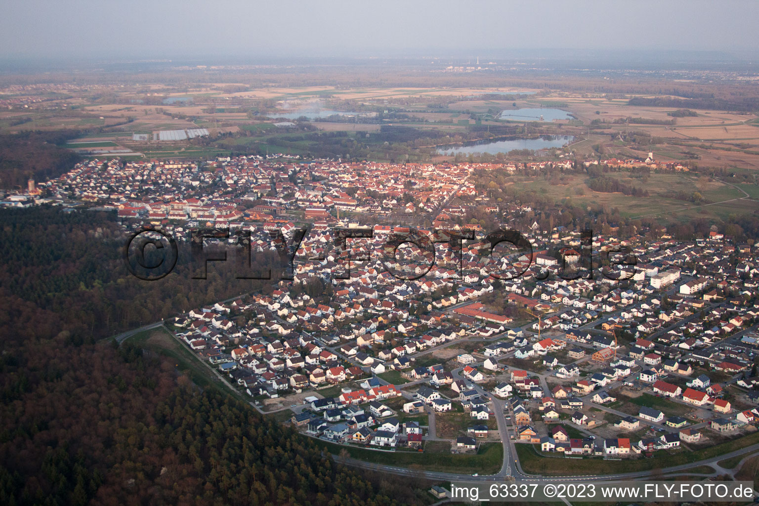 Drone image of Jockgrim in the state Rhineland-Palatinate, Germany