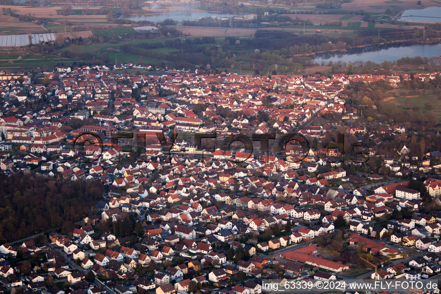 Jockgrim in the state Rhineland-Palatinate, Germany from a drone