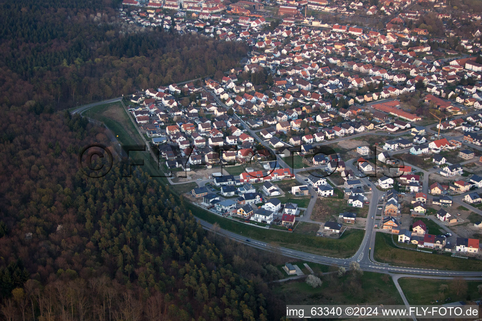 Jockgrim in the state Rhineland-Palatinate, Germany seen from a drone