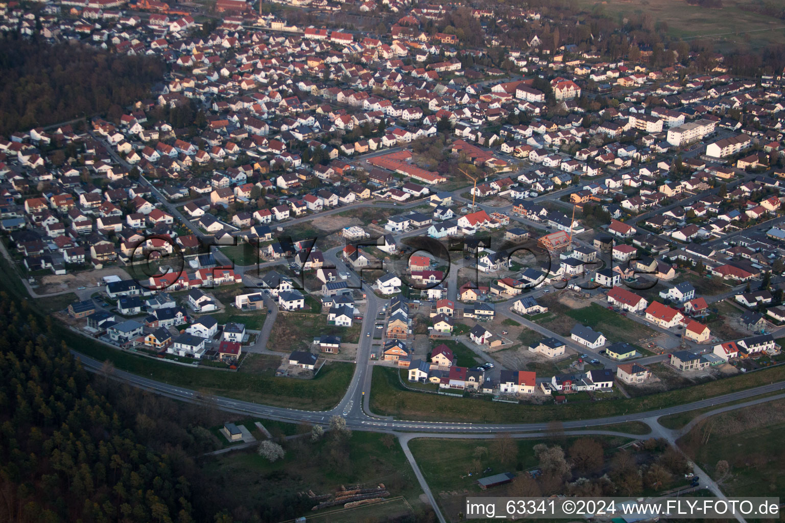 Aerial view of Jockgrim in the state Rhineland-Palatinate, Germany