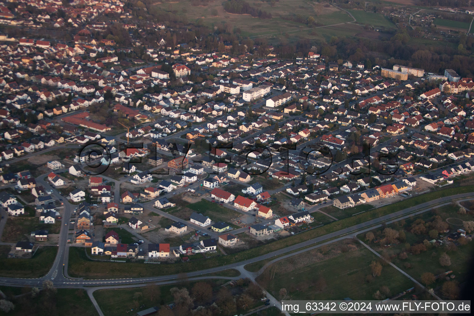 Aerial photograpy of Jockgrim in the state Rhineland-Palatinate, Germany