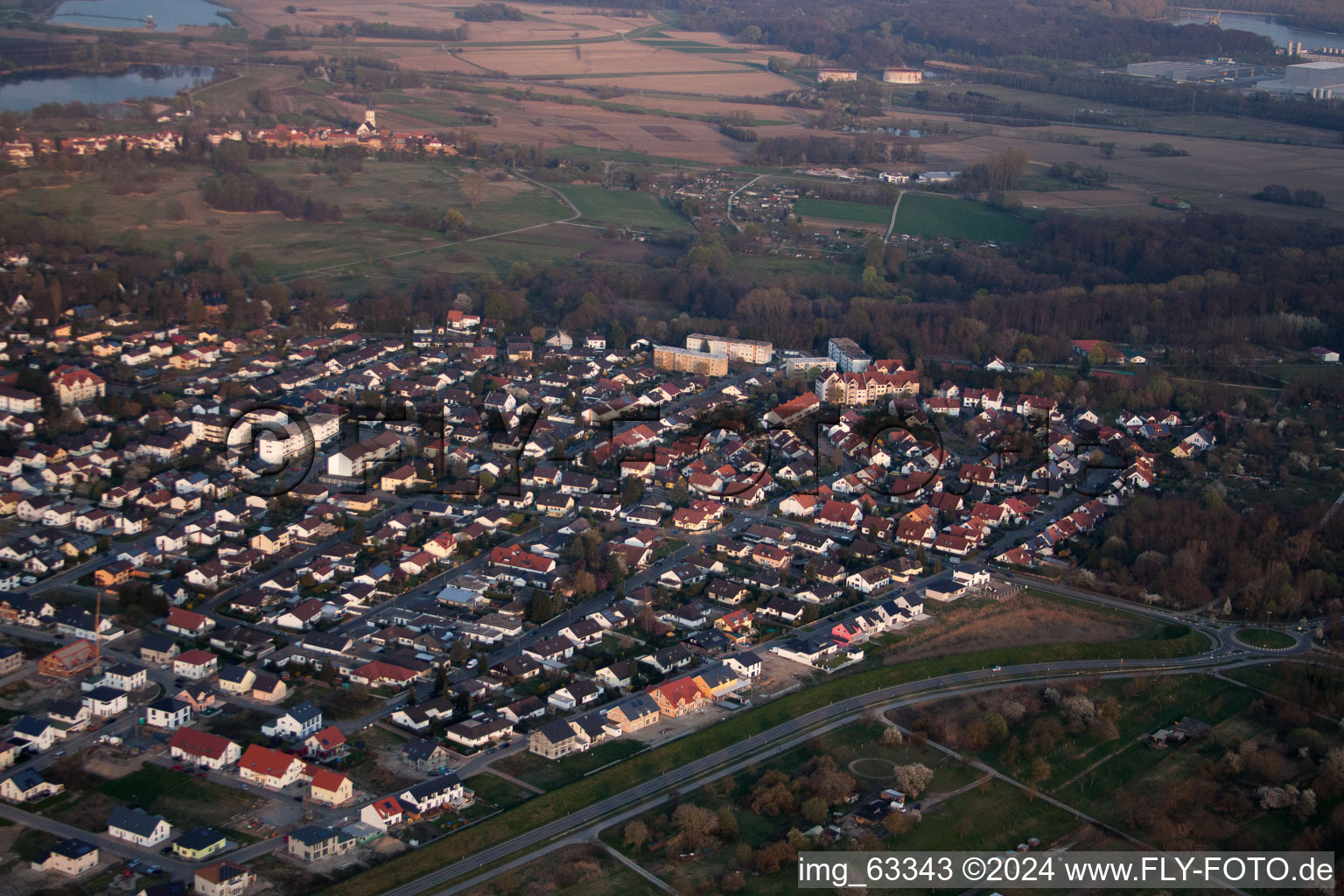 Oblique view of Jockgrim in the state Rhineland-Palatinate, Germany