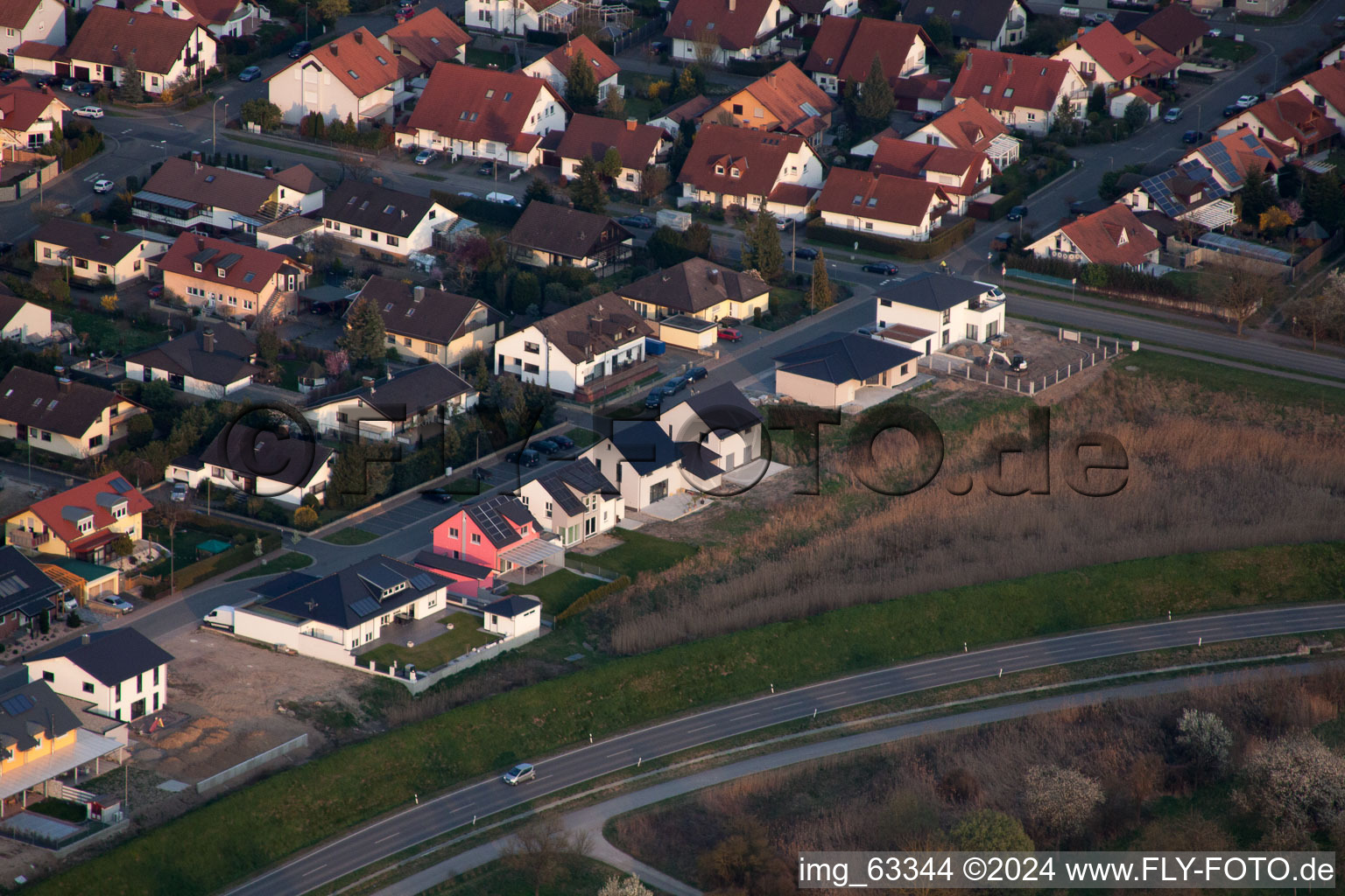 Jockgrim in the state Rhineland-Palatinate, Germany from above