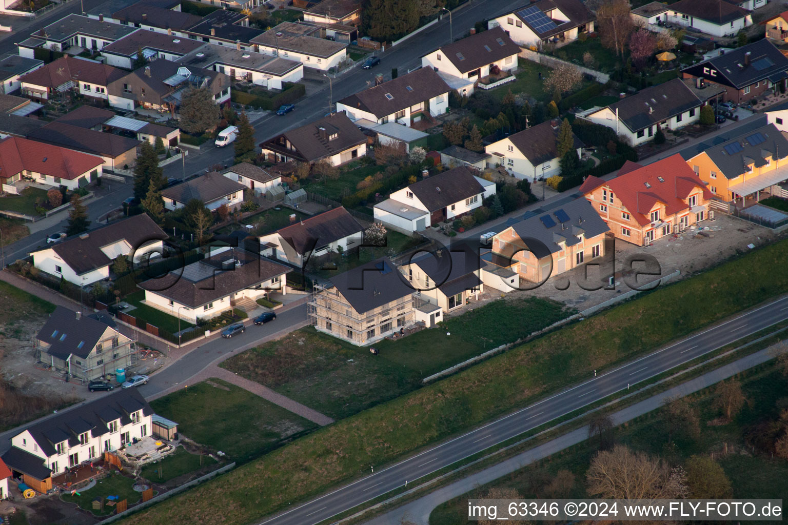 Jockgrim in the state Rhineland-Palatinate, Germany seen from above