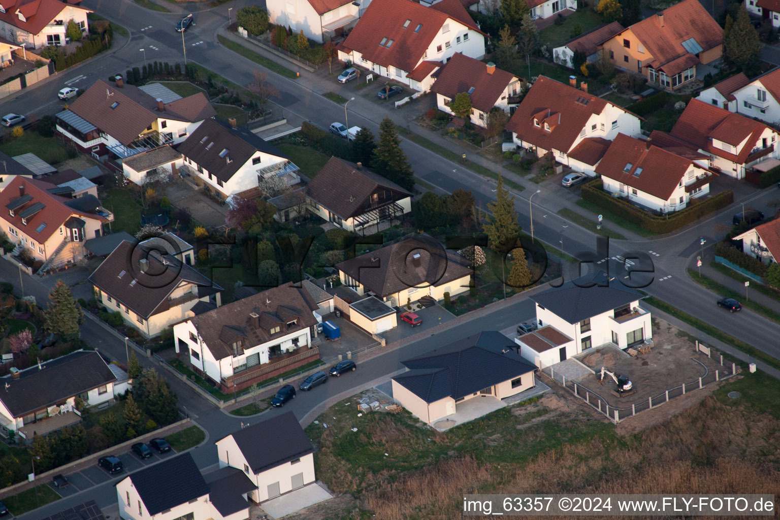 Jockgrim in the state Rhineland-Palatinate, Germany seen from a drone