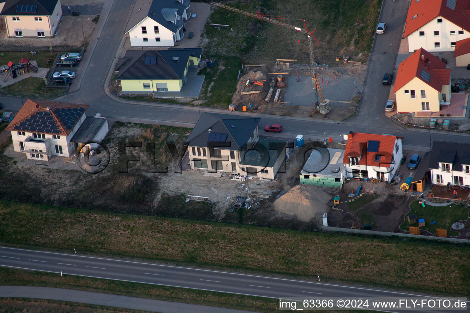 Jockgrim in the state Rhineland-Palatinate, Germany viewn from the air