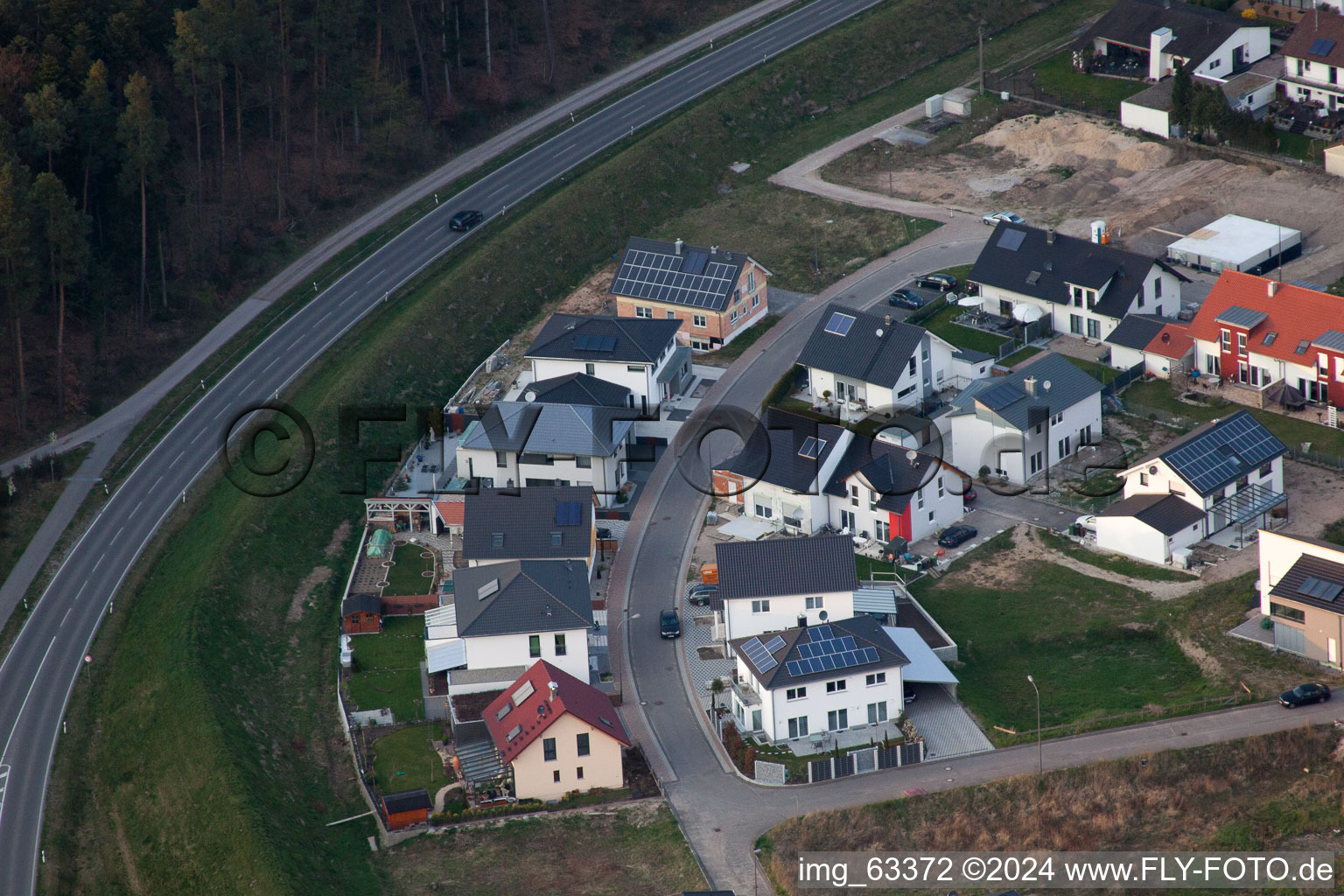 Jockgrim in the state Rhineland-Palatinate, Germany seen from a drone