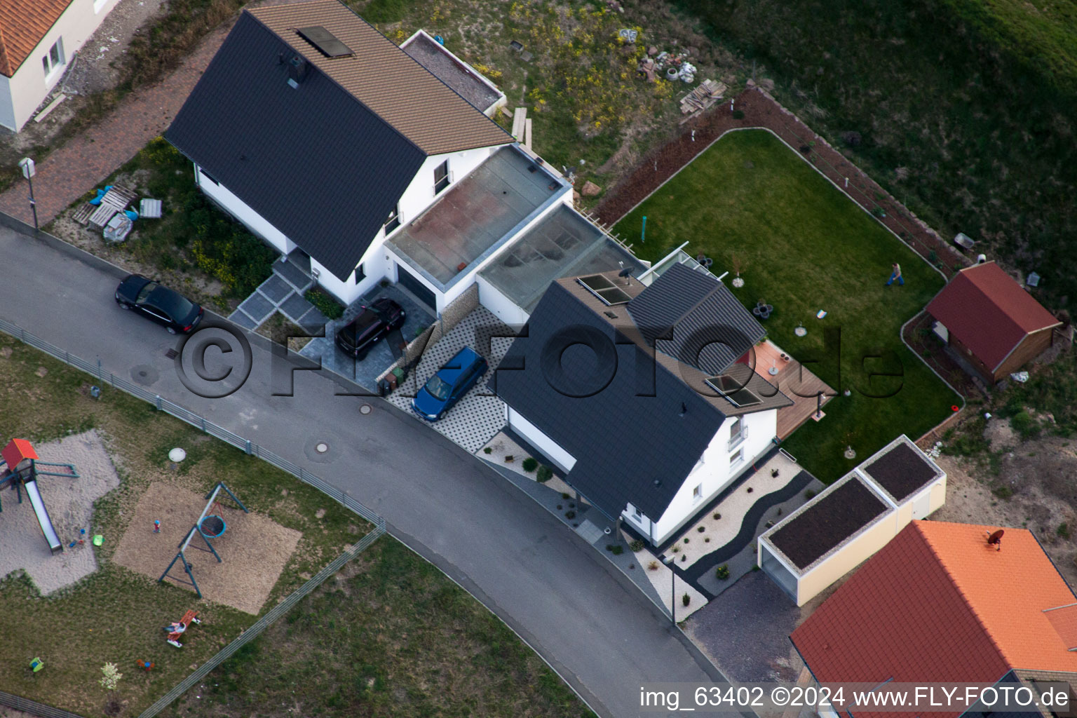 Jockgrim in the state Rhineland-Palatinate, Germany from a drone