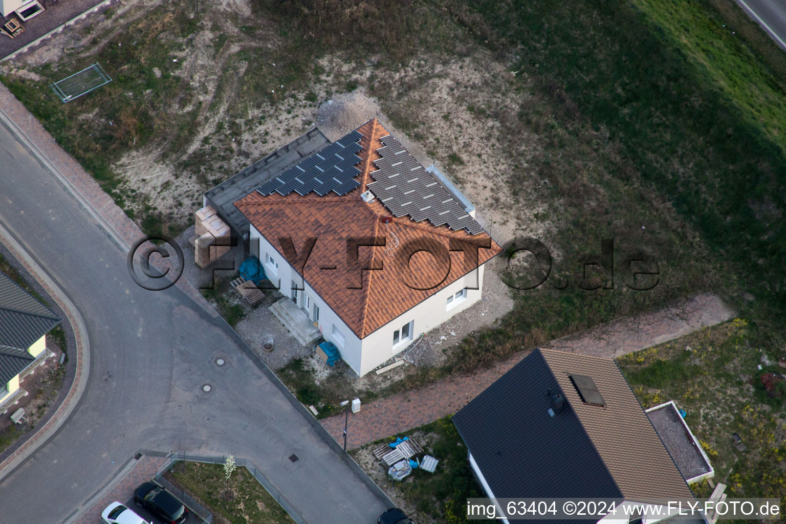 Jockgrim in the state Rhineland-Palatinate, Germany seen from a drone