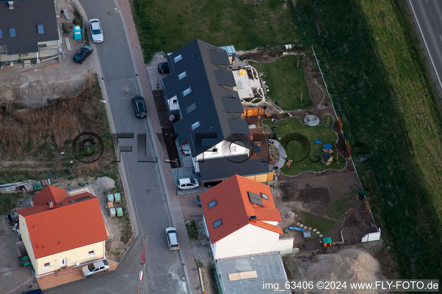 Aerial view of Jockgrim in the state Rhineland-Palatinate, Germany