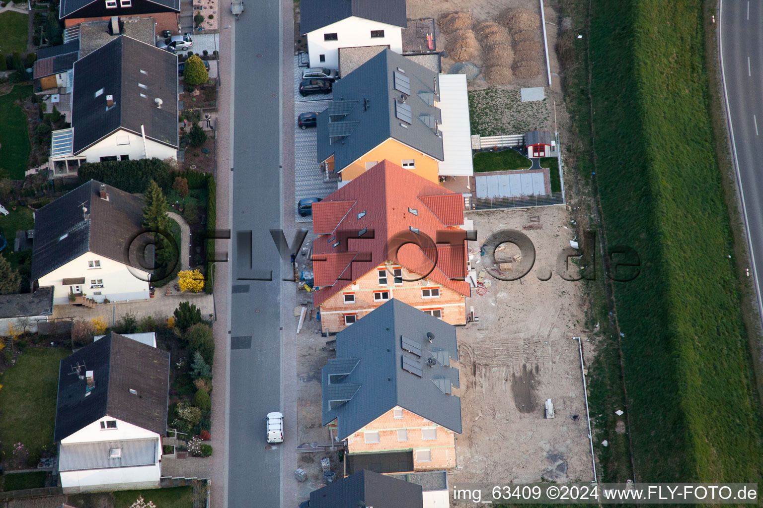 Jockgrim in the state Rhineland-Palatinate, Germany from above