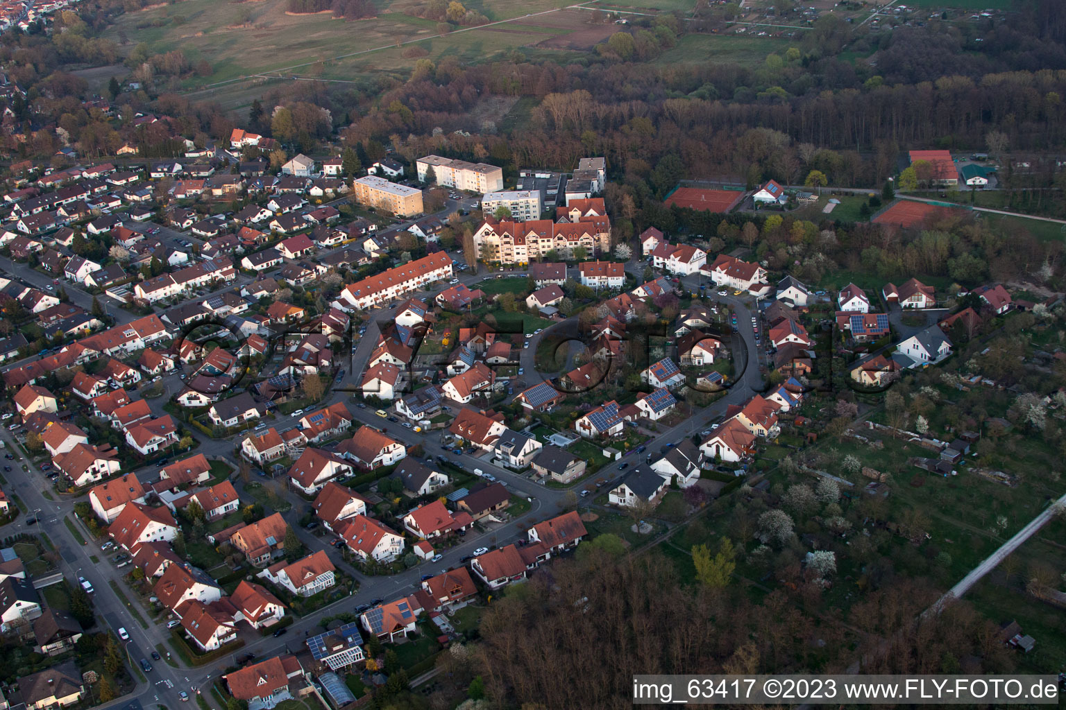 Drone image of Jockgrim in the state Rhineland-Palatinate, Germany