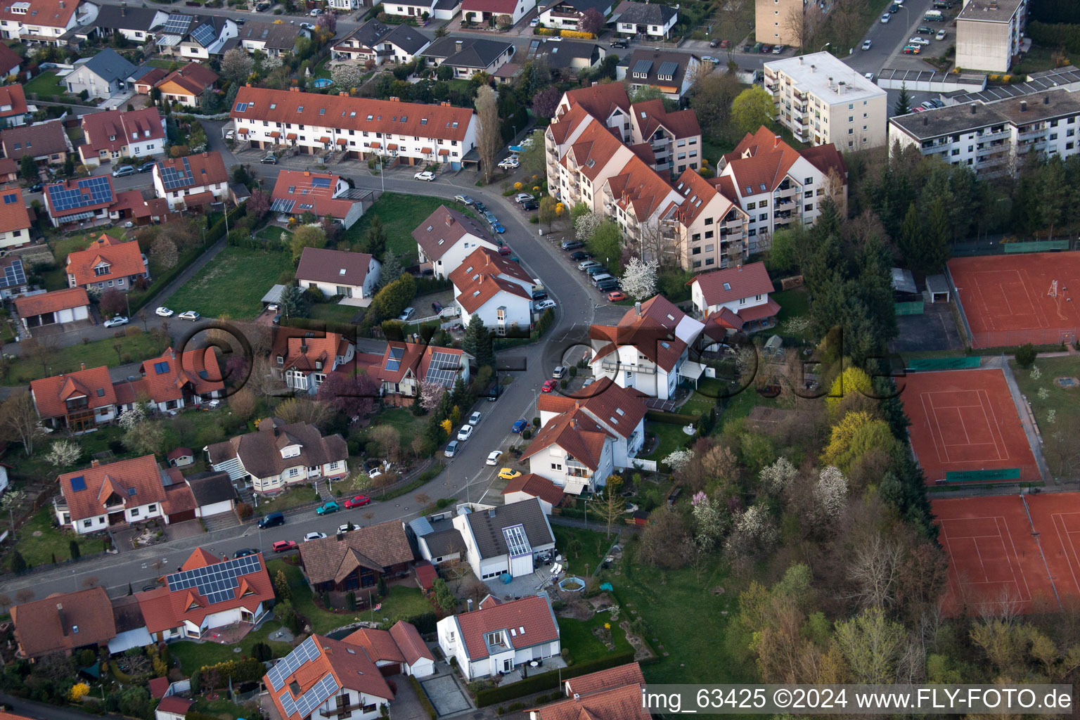 Jockgrim in the state Rhineland-Palatinate, Germany from above