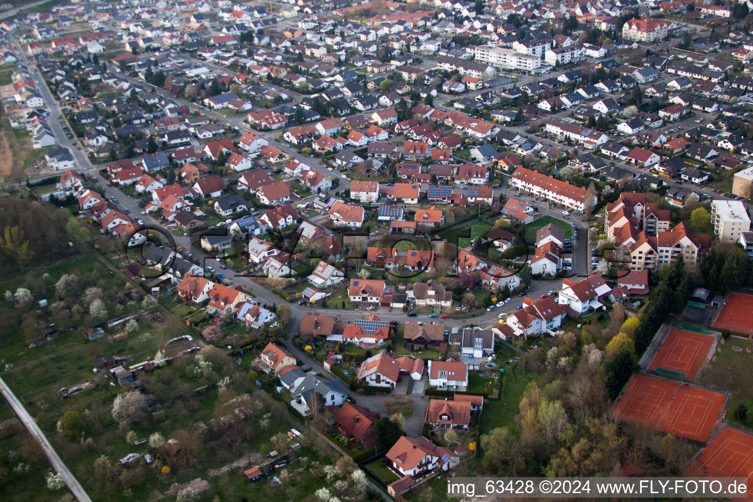 Jockgrim in the state Rhineland-Palatinate, Germany seen from above