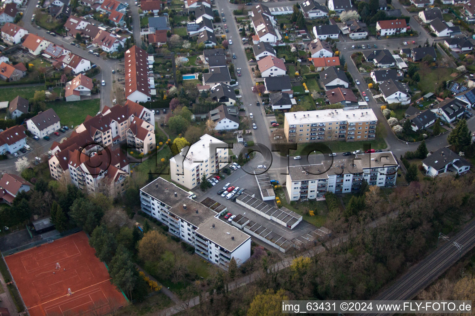 Bird's eye view of Jockgrim in the state Rhineland-Palatinate, Germany