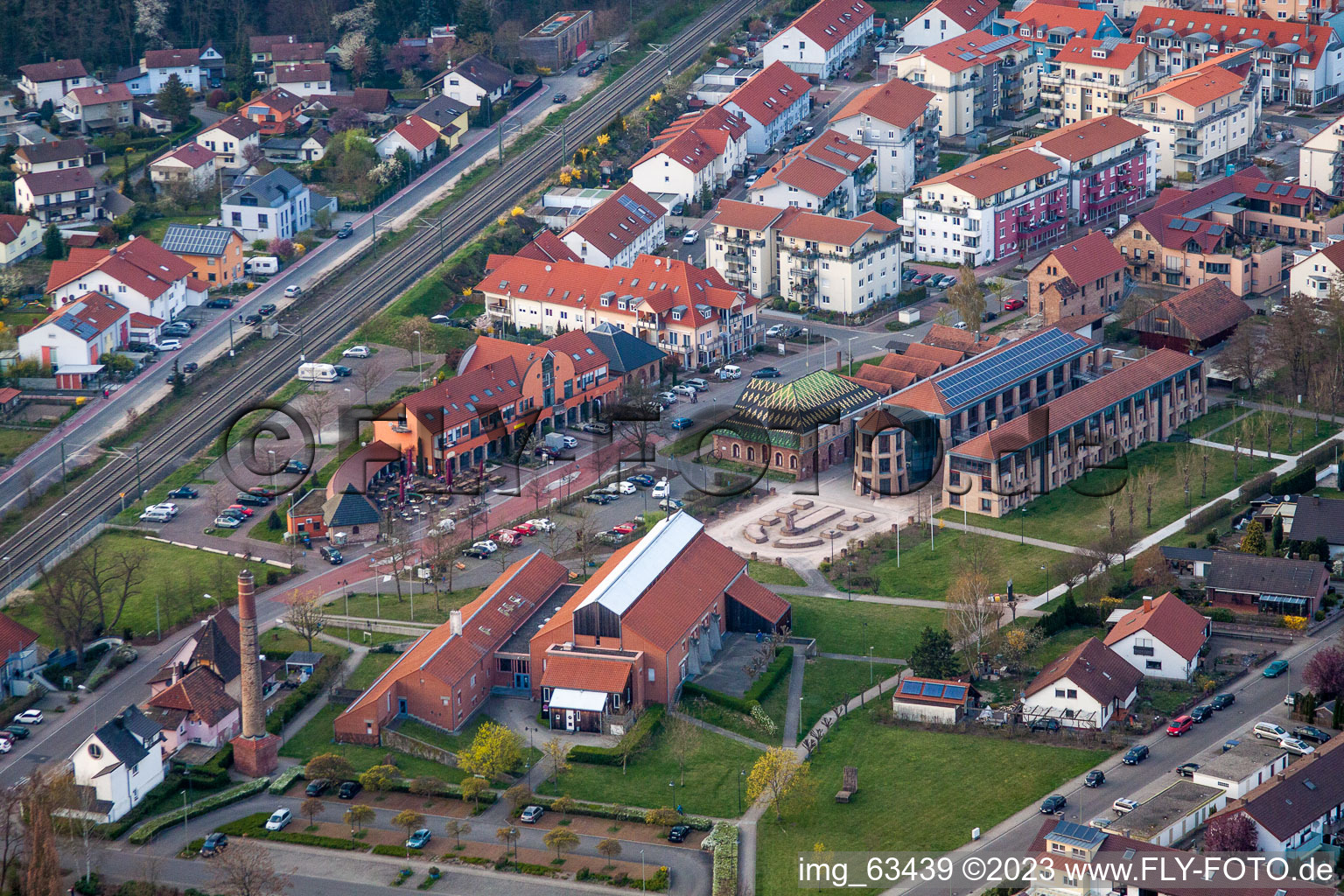 Jockgrim in the state Rhineland-Palatinate, Germany seen from a drone