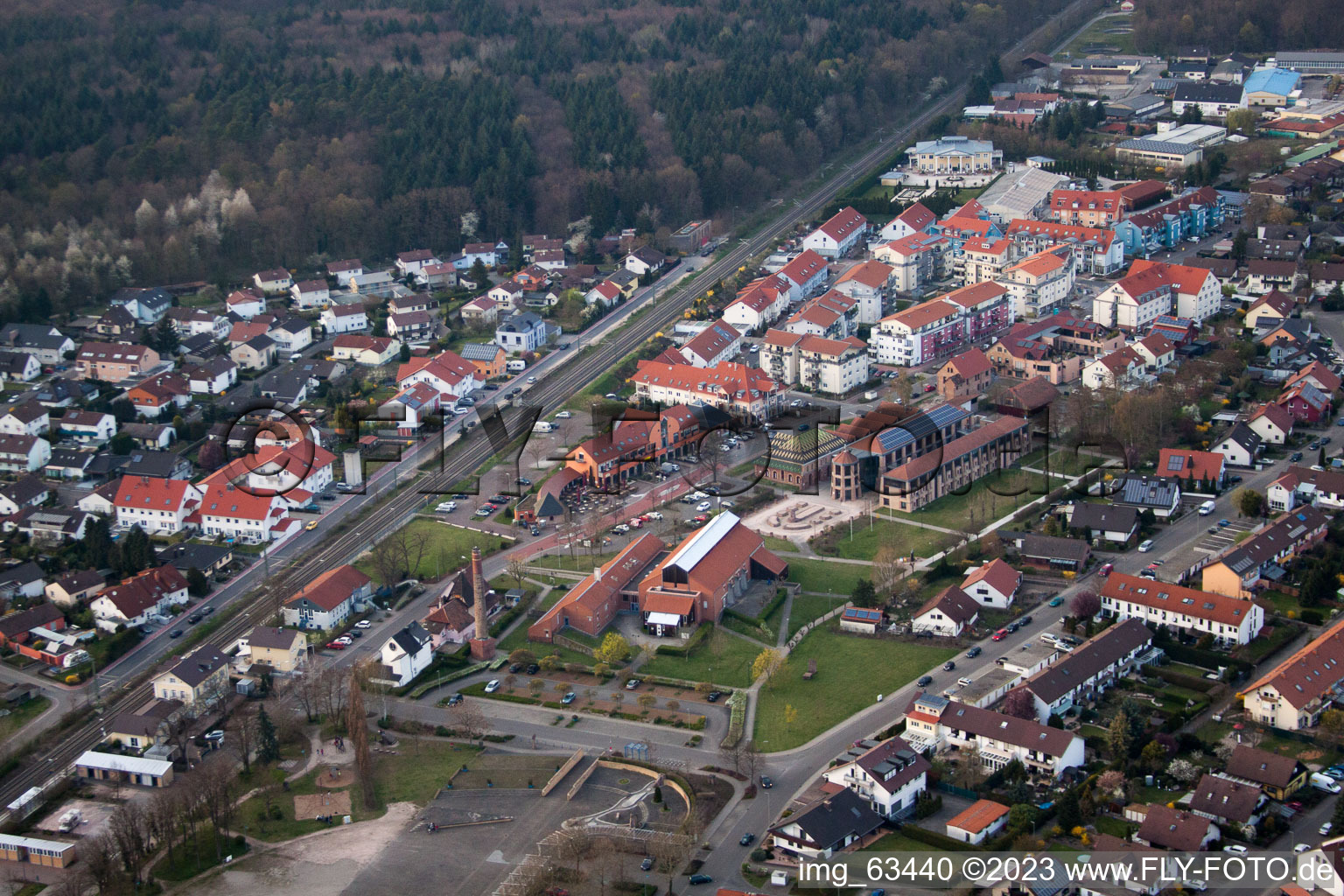 Aerial view of Jockgrim in the state Rhineland-Palatinate, Germany