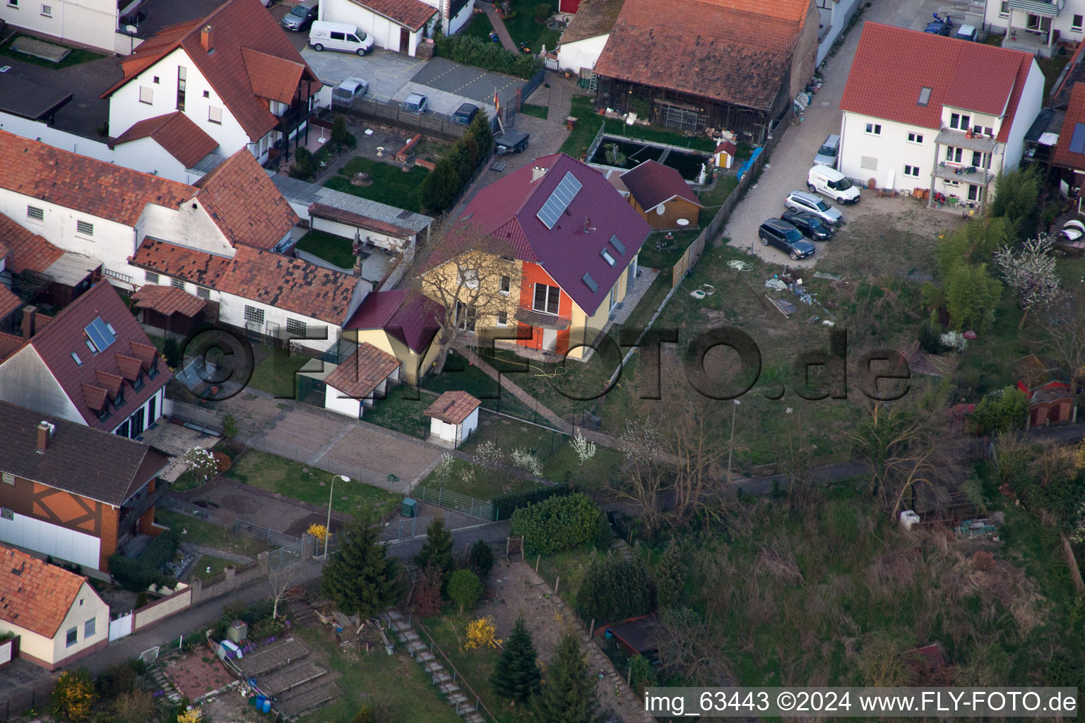 Jockgrim in the state Rhineland-Palatinate, Germany from above