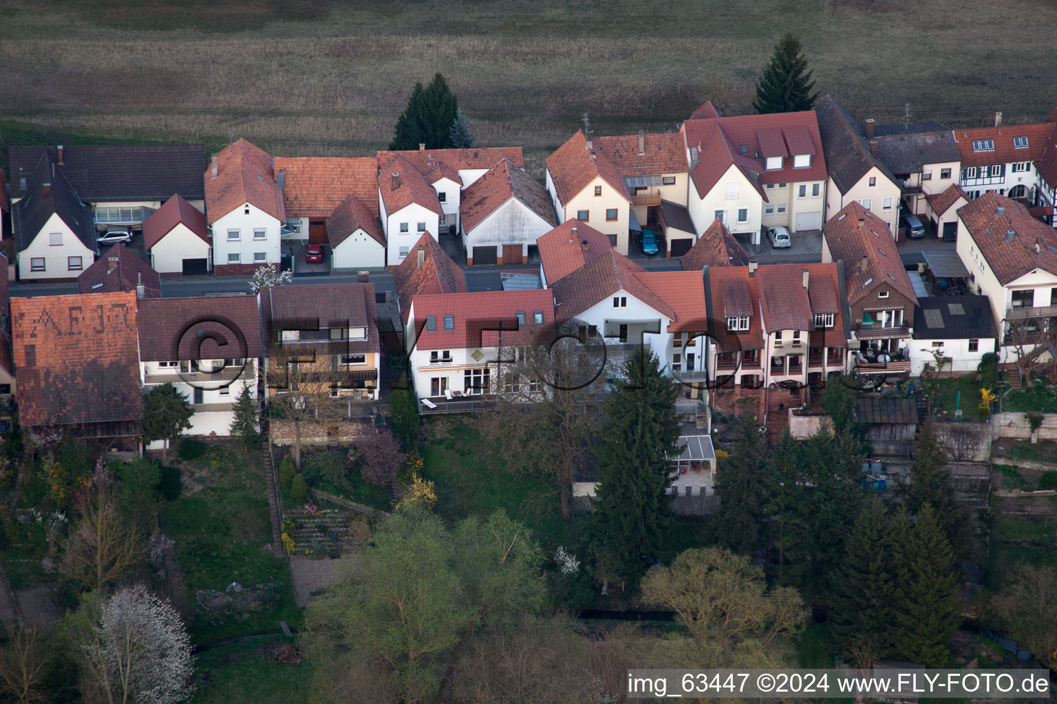 Jockgrim in the state Rhineland-Palatinate, Germany seen from above