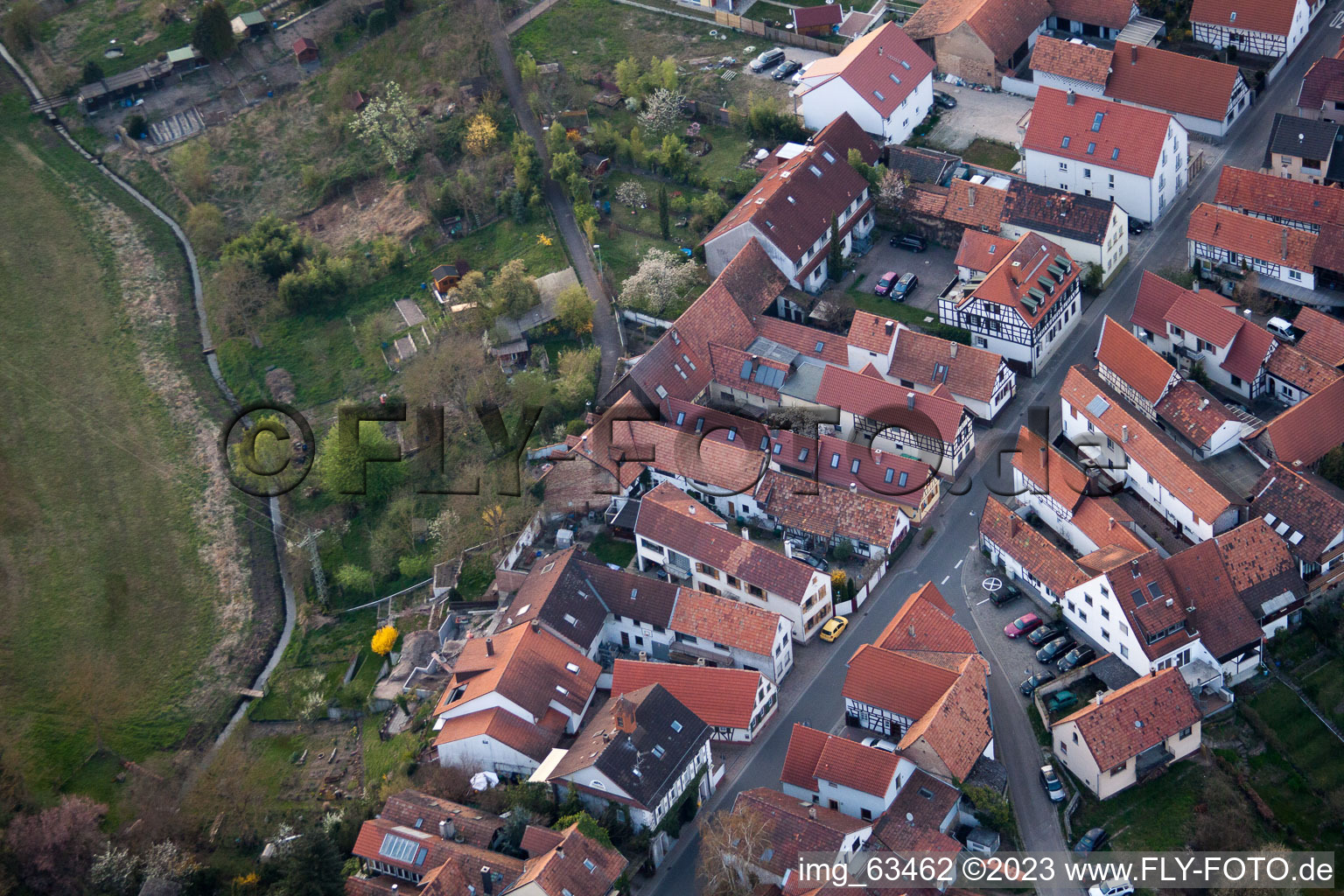 Jockgrim in the state Rhineland-Palatinate, Germany seen from a drone