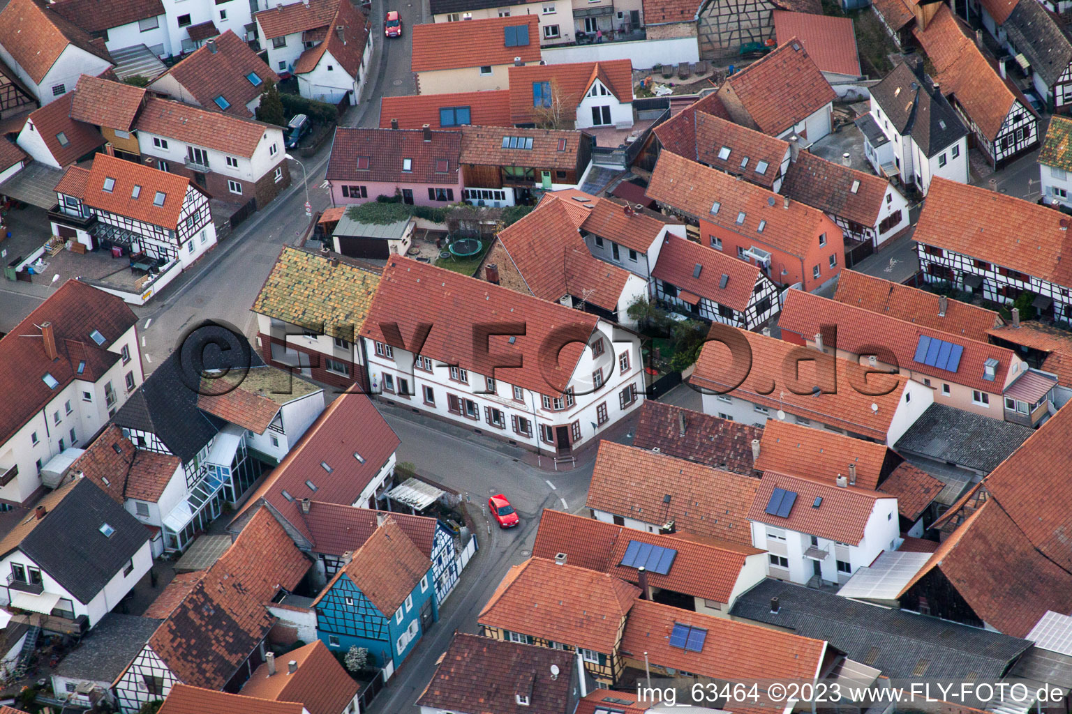 Aerial view of Jockgrim in the state Rhineland-Palatinate, Germany