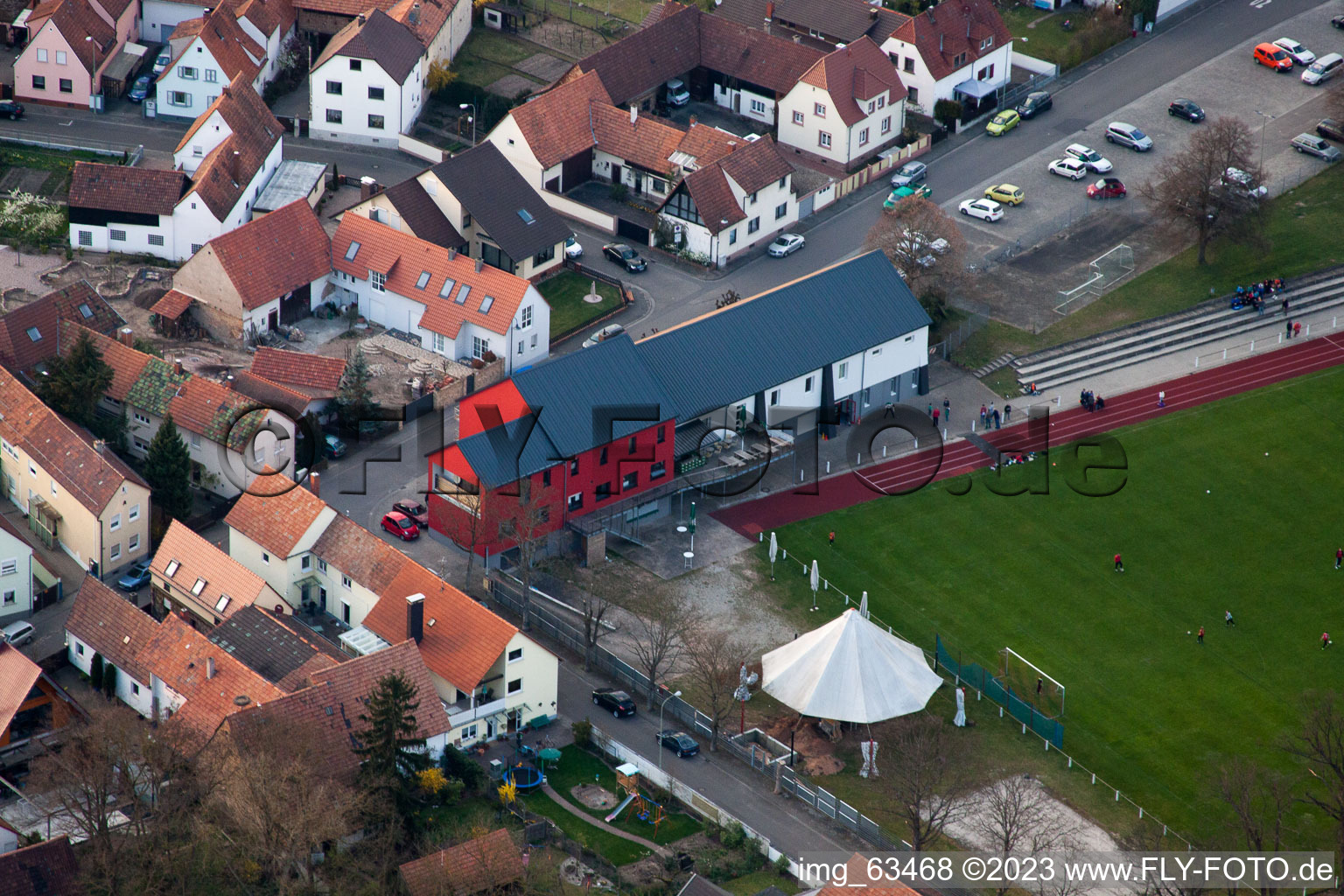 Jockgrim in the state Rhineland-Palatinate, Germany from above