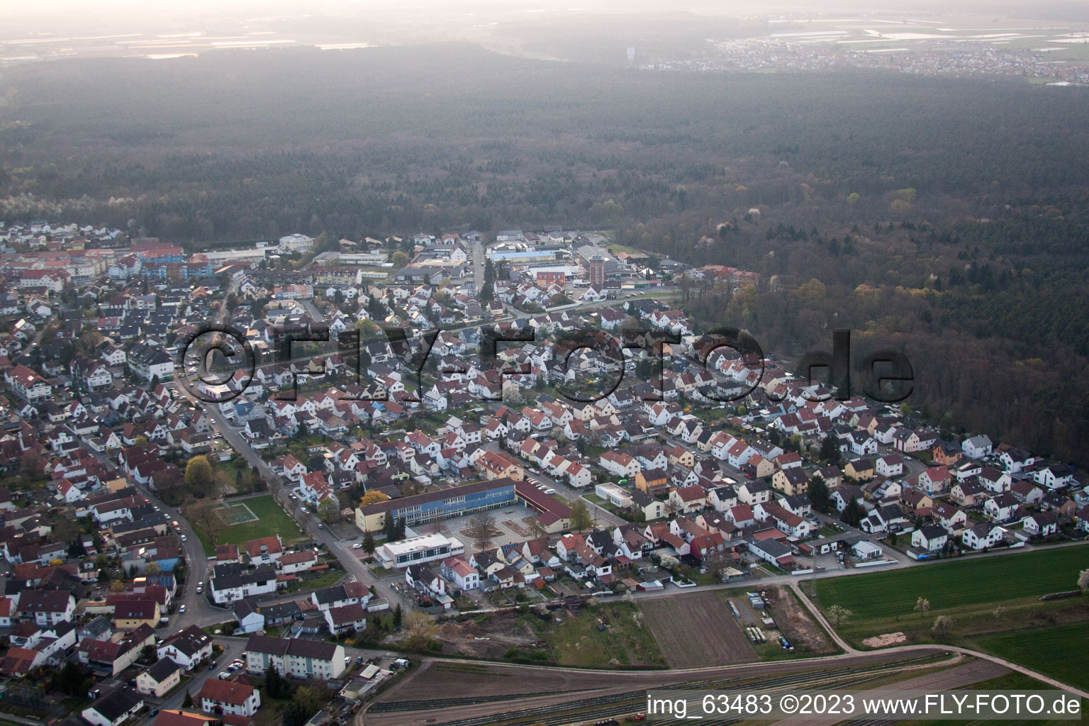 Jockgrim in the state Rhineland-Palatinate, Germany from the drone perspective