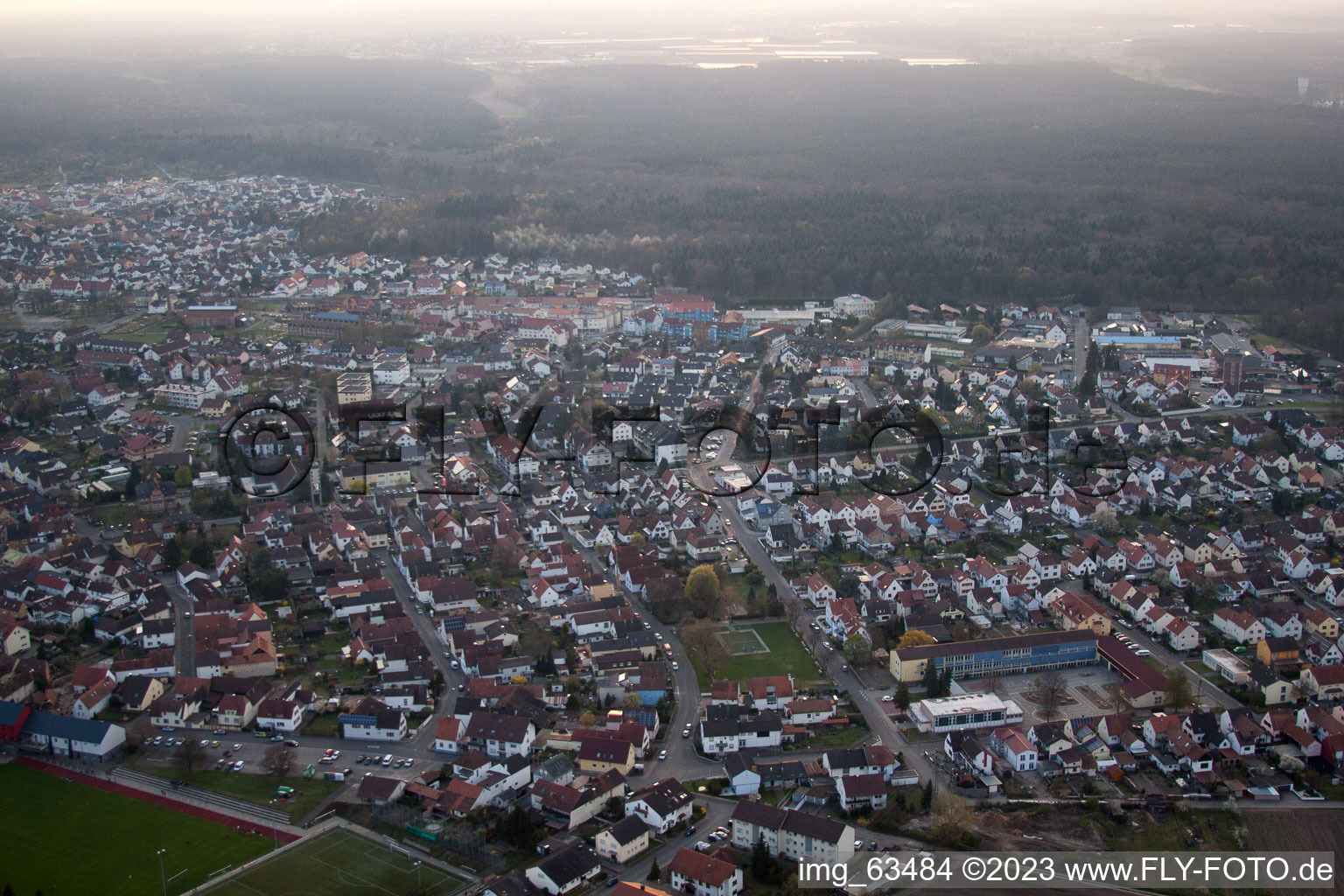 Jockgrim in the state Rhineland-Palatinate, Germany from a drone