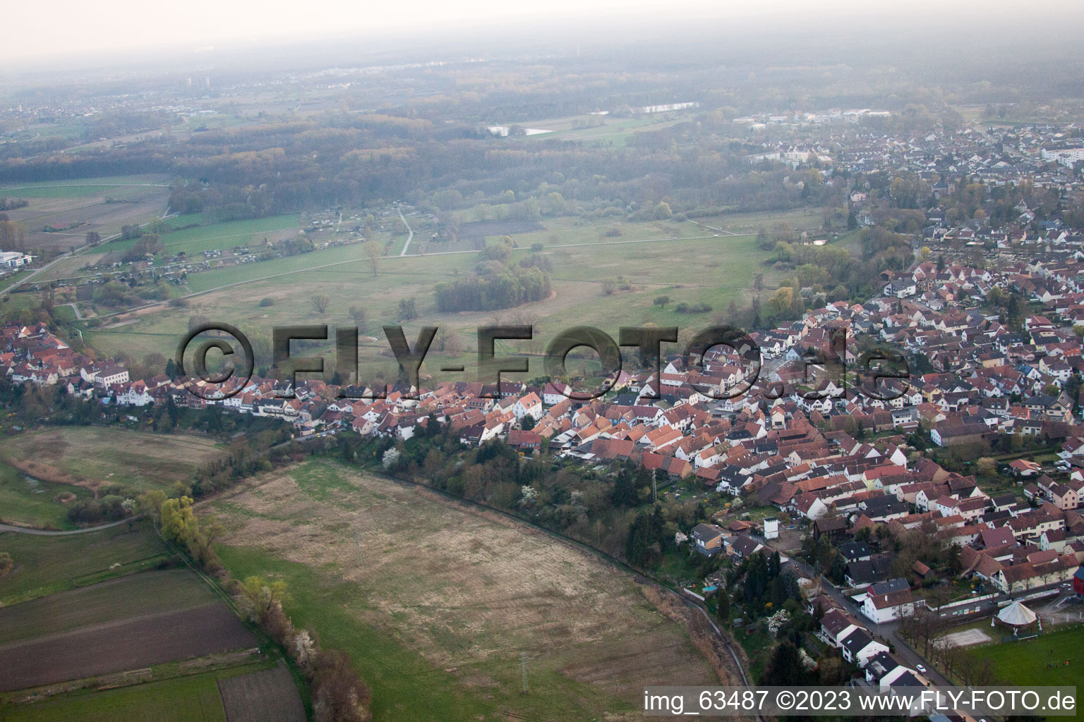 Aerial photograpy of Jockgrim in the state Rhineland-Palatinate, Germany