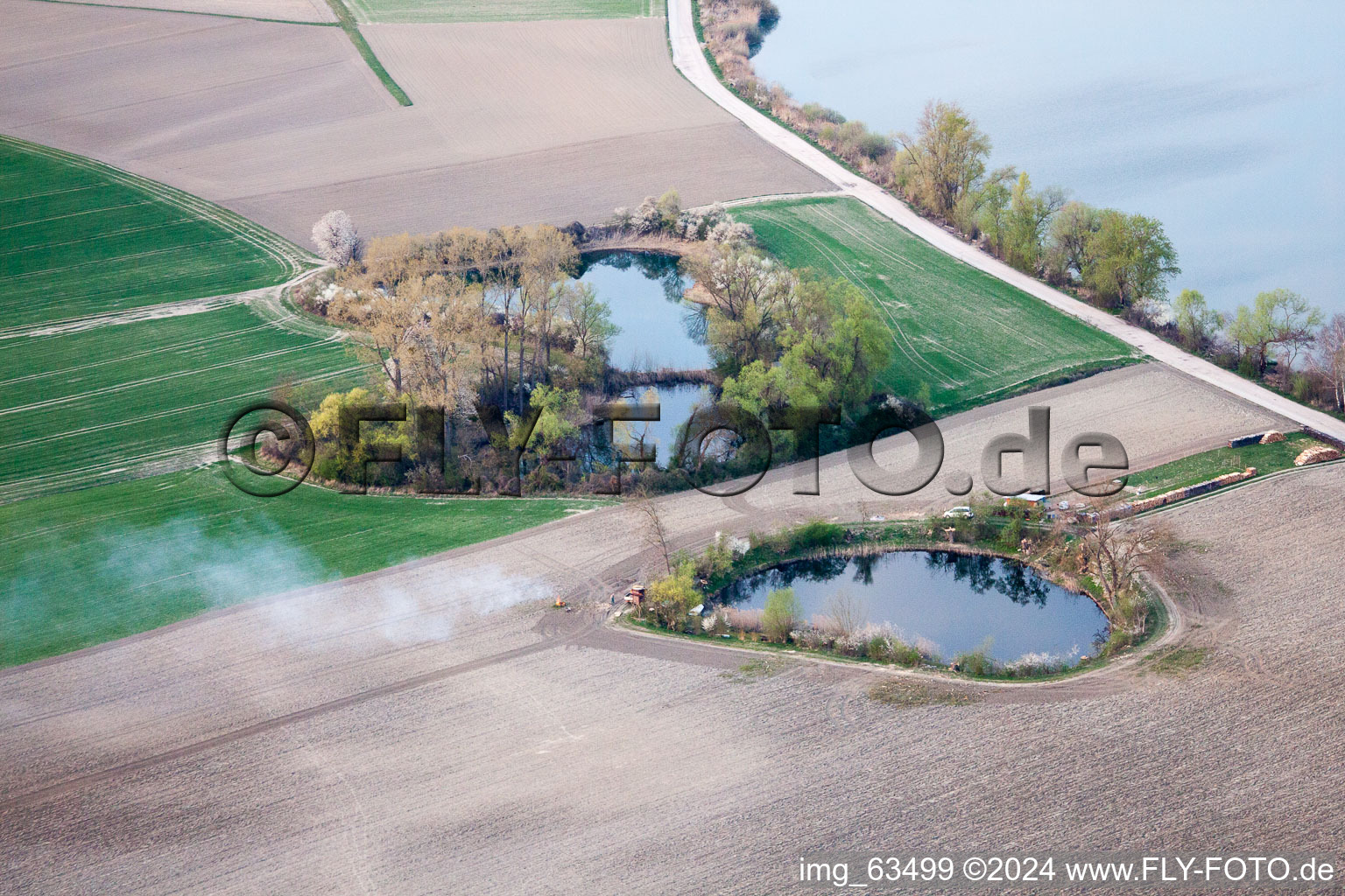 Neupotz in the state Rhineland-Palatinate, Germany viewn from the air