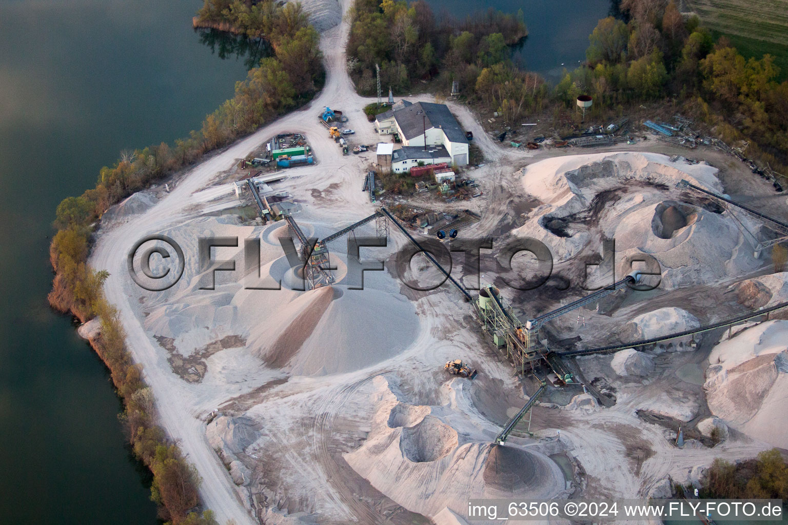 Drone recording of Neupotz in the state Rhineland-Palatinate, Germany