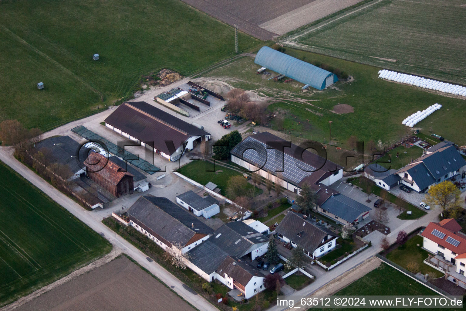 Neupotz in the state Rhineland-Palatinate, Germany seen from a drone