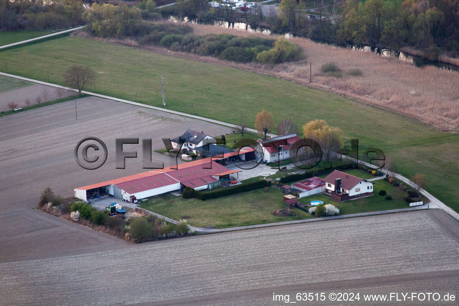 Aerial photograpy of Neupotz in the state Rhineland-Palatinate, Germany