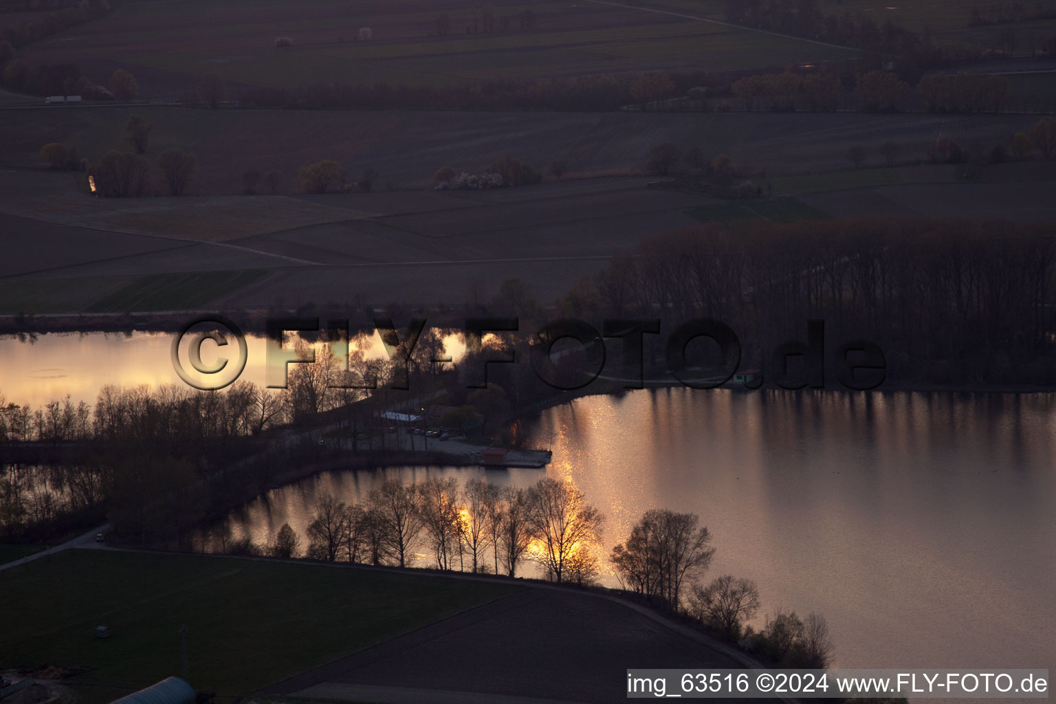 Oblique view of Neupotz in the state Rhineland-Palatinate, Germany