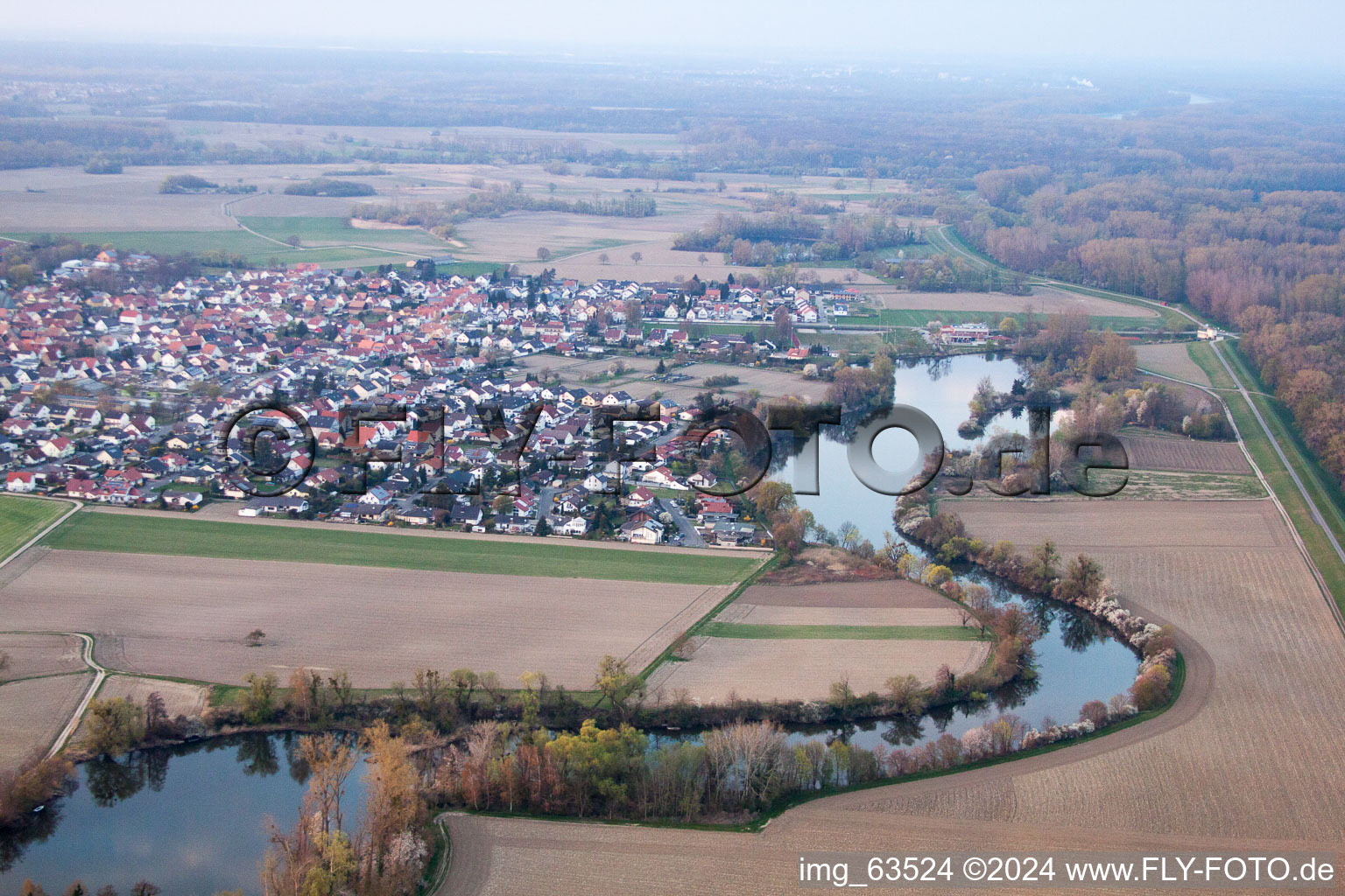 Neupotz in the state Rhineland-Palatinate, Germany from the plane