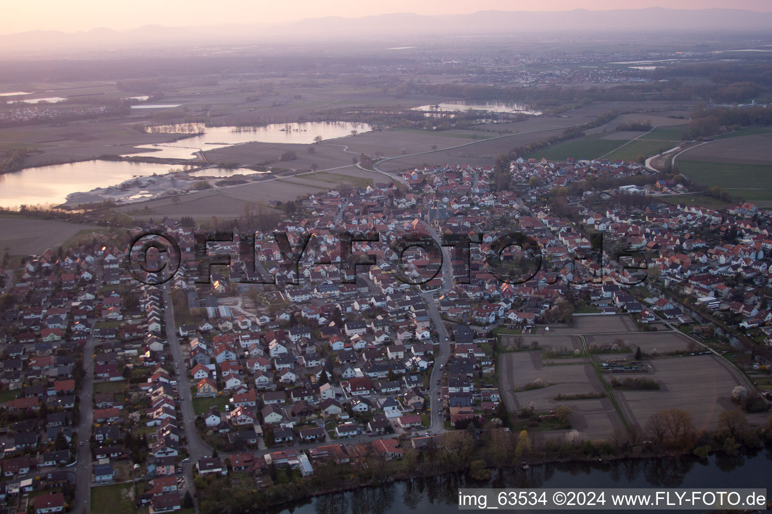 Leimersheim in the state Rhineland-Palatinate, Germany from a drone