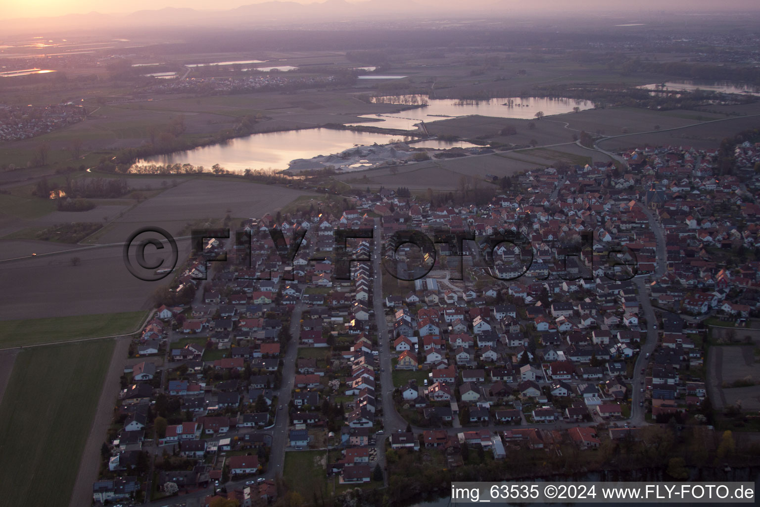 Leimersheim in the state Rhineland-Palatinate, Germany from a drone