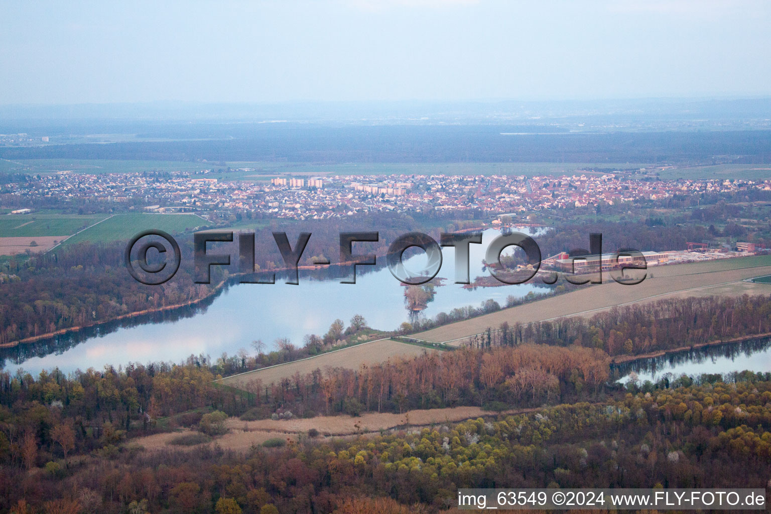 Leimersheim in the state Rhineland-Palatinate, Germany seen from above