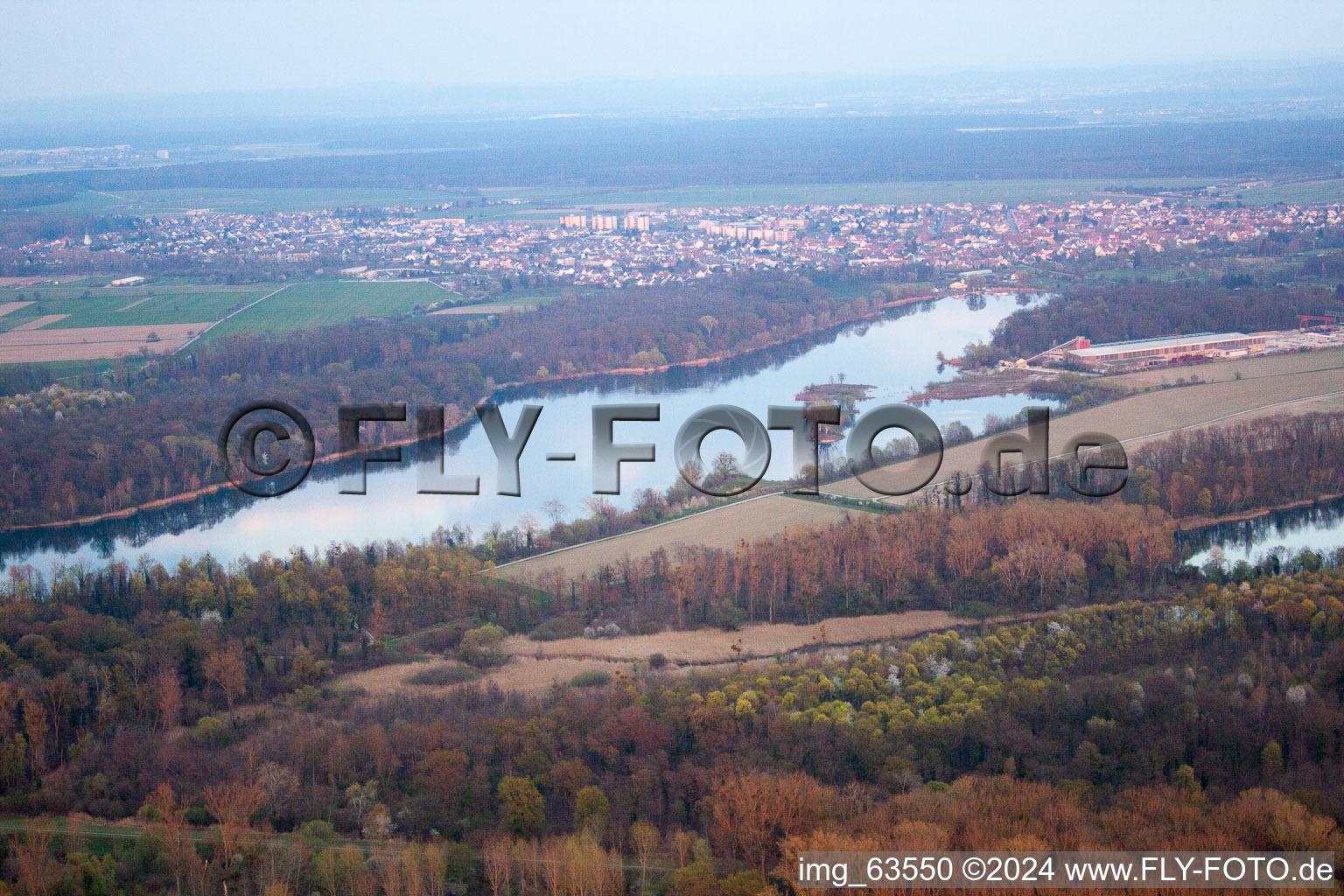 Leimersheim in the state Rhineland-Palatinate, Germany from the plane